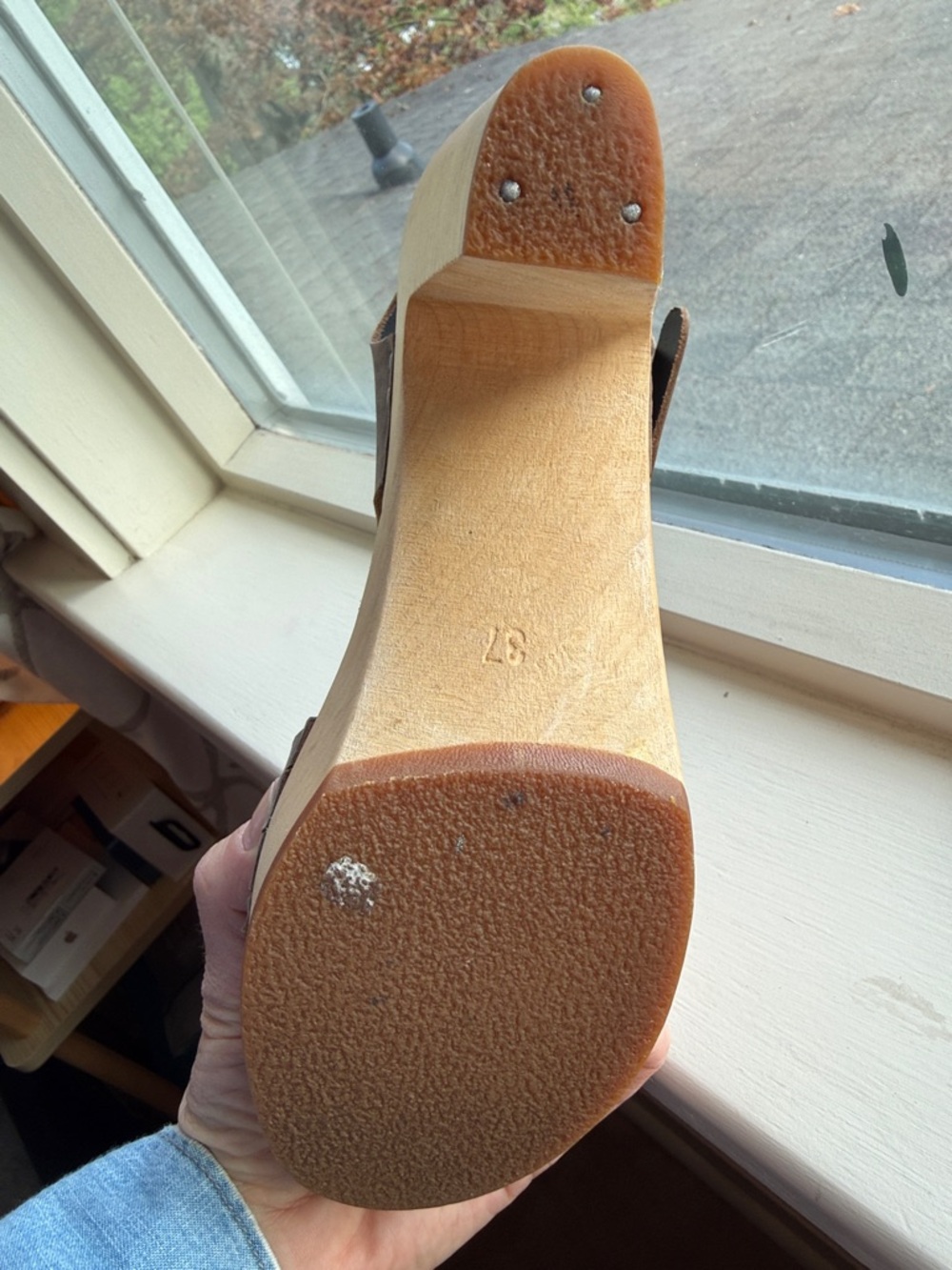 Women’s Swedish Hasbeen Wooden Clog Sandals - Gray - size 37 - Picture 6 of 16